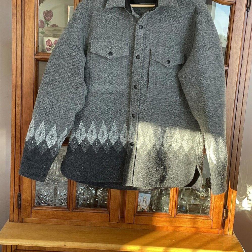 J. Crew Destination Two Pocket Wool Blend Work Shirt in Nordic Print Sz Large
